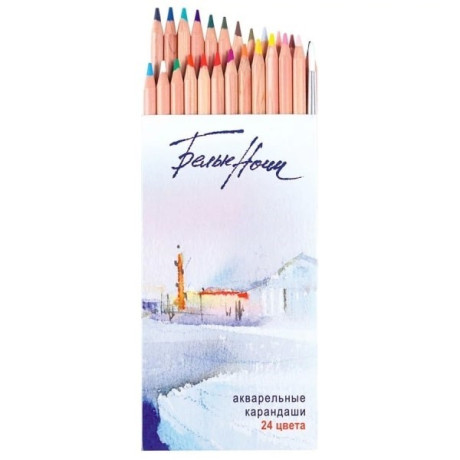 Akvarelové umělecké pastelky sada 24 kusů v papírové krabičce White Nights Nevskaya Palitra
