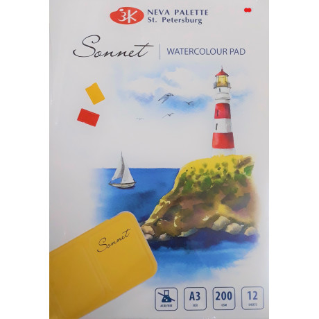 Blok na akvarel A3 12 listů 200g/m² Sonnet Nevskaya Palitra