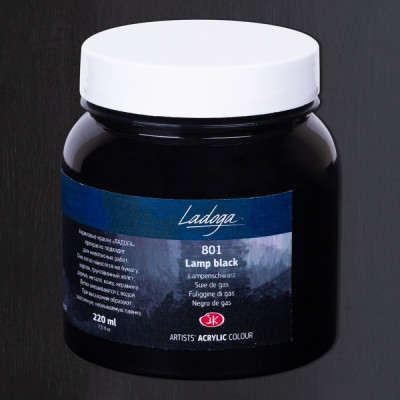 Akrylová umělecká barva Lampová černá 220 ml Ladoga Nevskaya Palitra