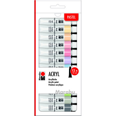 Akrylové barvy sada 12x12 ml pastelové odstíny Marabu