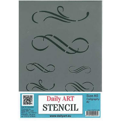 Šablona plastová Ornamenty kaligrafické 2 A5 Daily ART