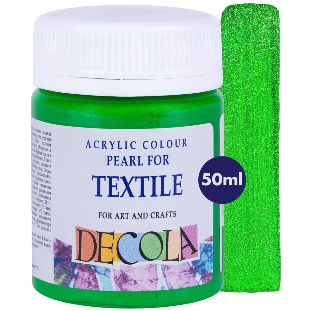 Barva na textil, Zelená perleťová, Decola, 50 ml