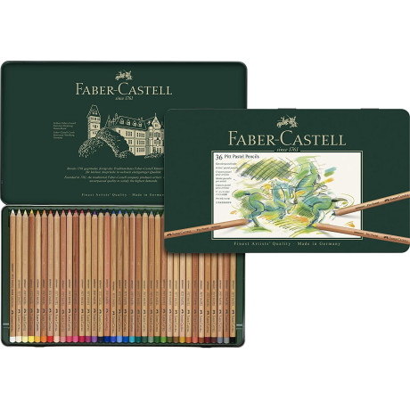 Suchý pastel v tužce 36ks Faber Castell sada v plechové krabičce Pitt Pastell
